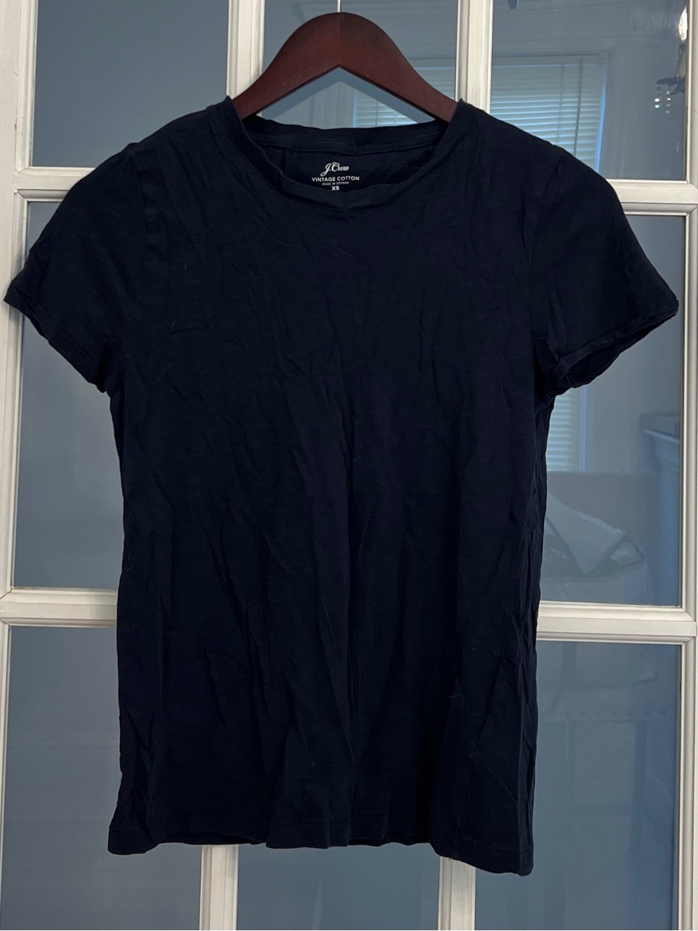 J. CREW Women’s Vintage Cotton Crewneck T-Shirt Navy Blue Classic Tee XS